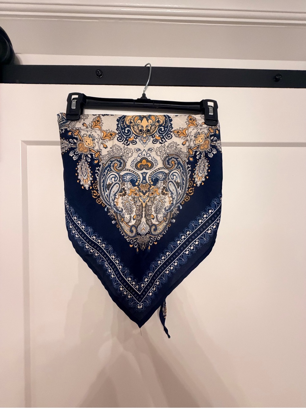 Navy Paisley Silk-Feel Scarf - halter Top- Windsor